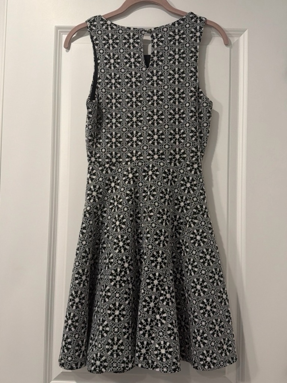 41 Hawthorn Black & White Floral Geometric Fit-and-Flare Mini Dress